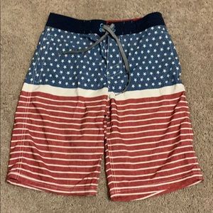 American flag swim trunks